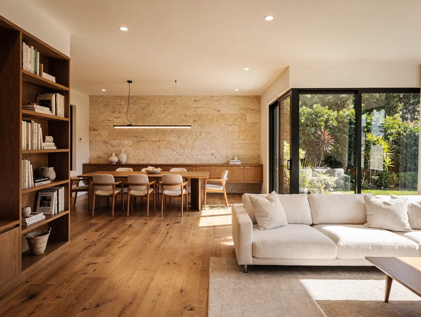 Whole home remodel featuring restored hardwood and open plan living