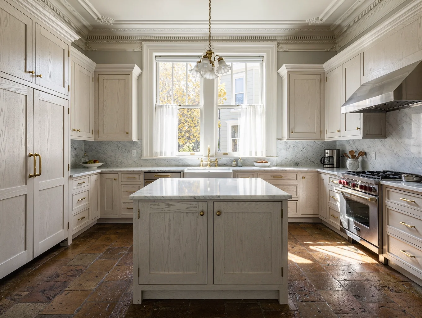 Victorian residential kitchen remodel with marble surfaces